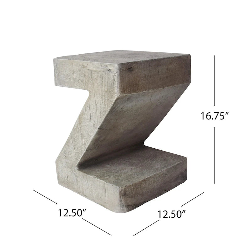 Table d'appoint moderne en béton gris clair au design sculptural