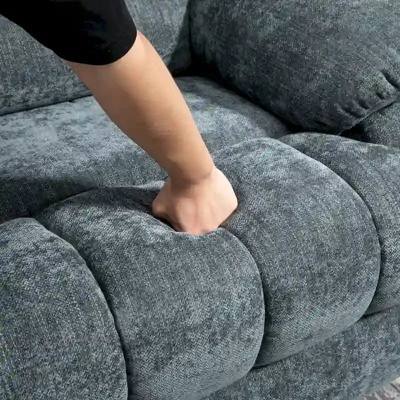 Übergroßer Chenille-Sessel mit elektrischem Aufstehlift, Massagefunktion, beheizbarer Lendenstütze und USB-Ladeanschluss