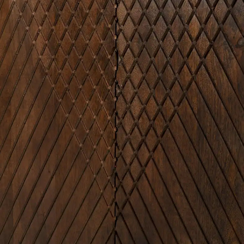 Meuble d'appoint en bois rustique, design cannelé, étagère réglable, rangement