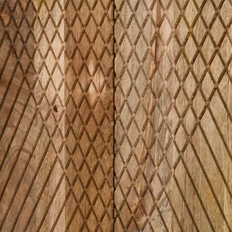 Meuble d'appoint en bois rustique, design cannelé, étagère réglable, rangement