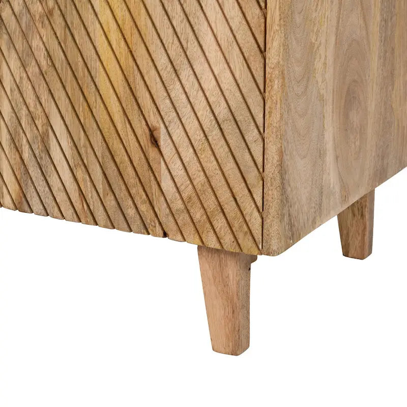 Meuble d'appoint en bois rustique, design cannelé, étagère réglable, rangement
