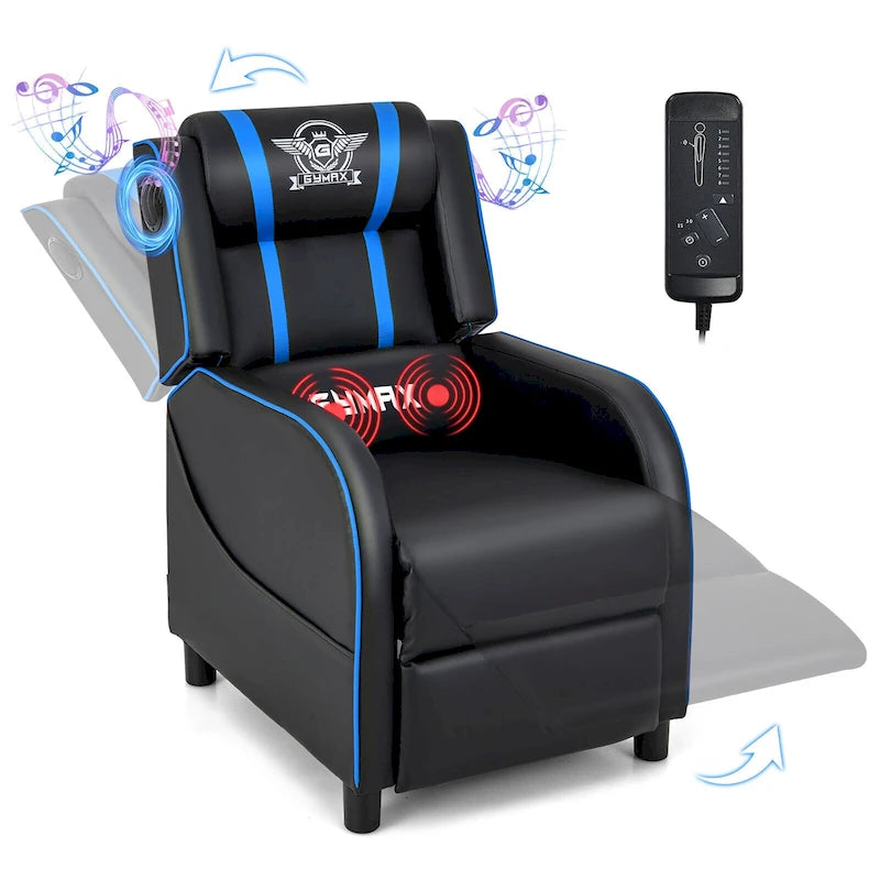 Massage-Gaming-Sessel, PU-Kunstleder, Einsitzer-Liegesofa