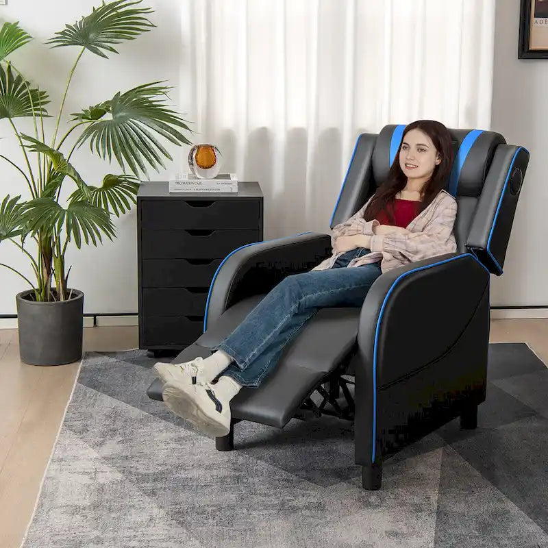 Massage-Gaming-Sessel, PU-Kunstleder, Einsitzer-Liegesofa