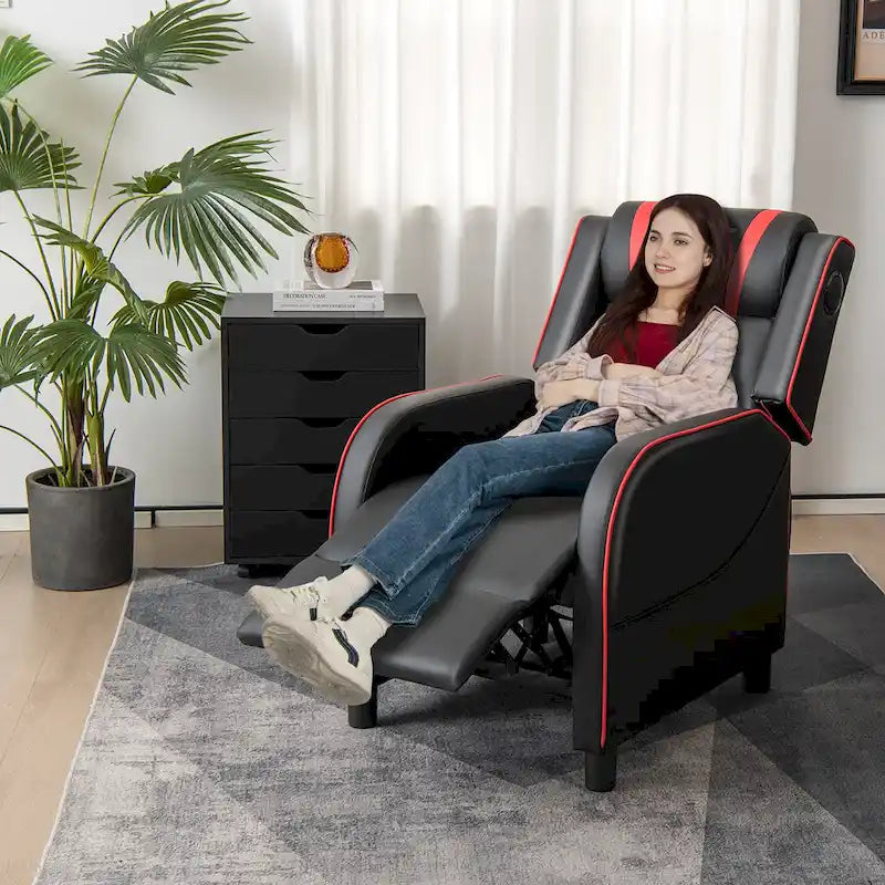 Massage-Gaming-Sessel, PU-Kunstleder, Einsitzer-Liegesofa