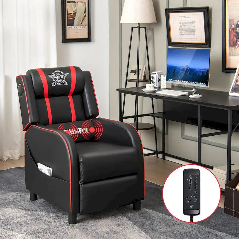 Massage-Gaming-Sessel, PU-Kunstleder, Einsitzer-Liegesofa