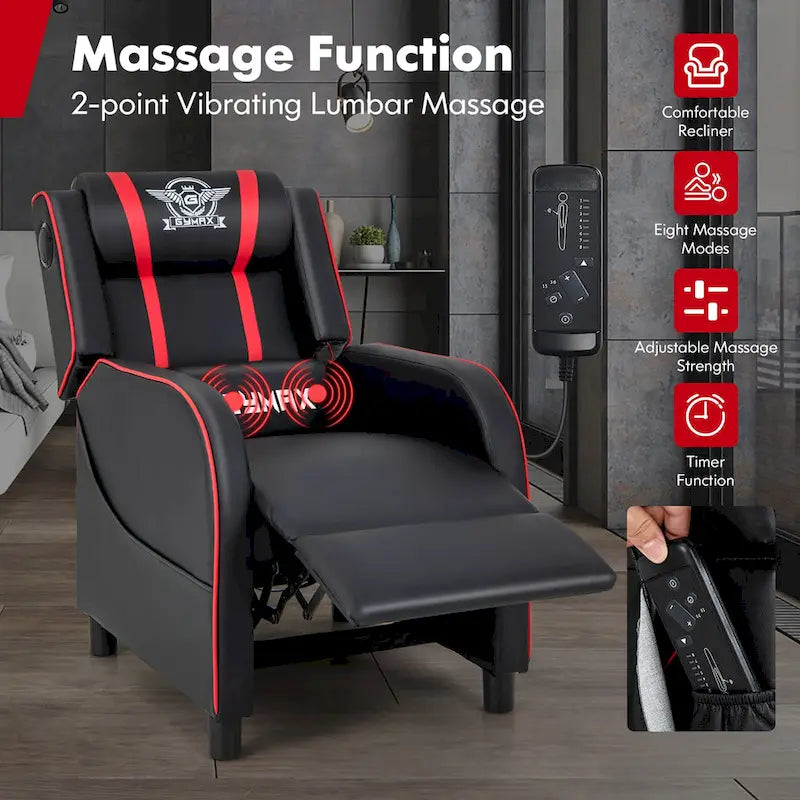 Massage-Gaming-Sessel, PU-Kunstleder, Einsitzer-Liegesofa