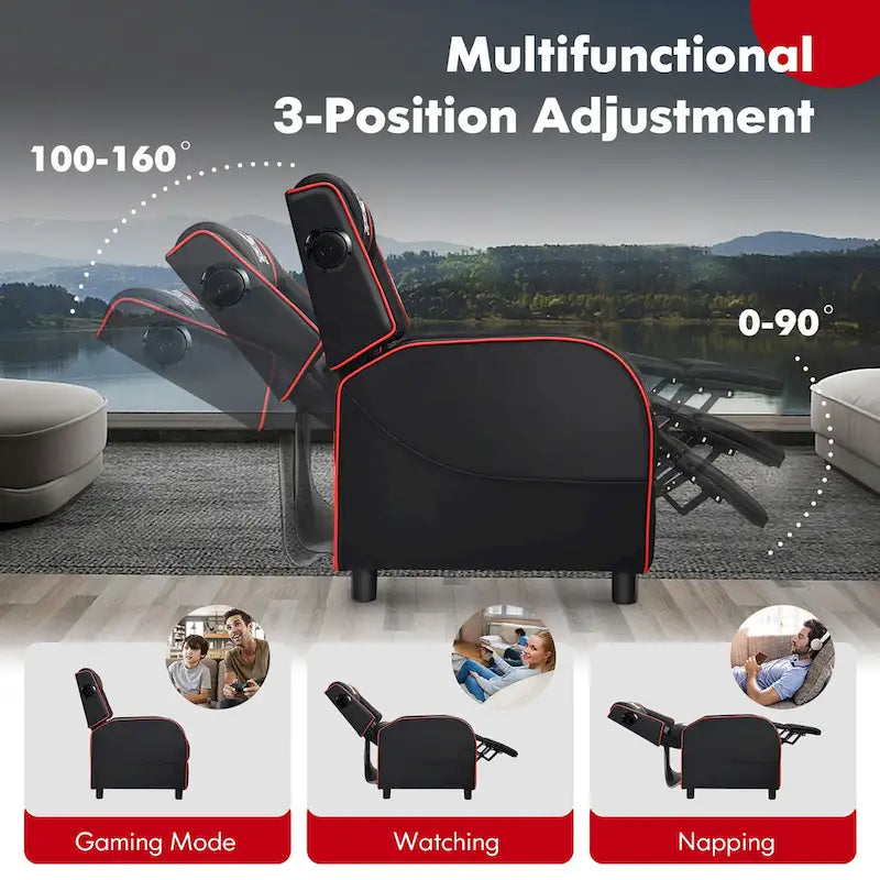 Massage-Gaming-Sessel, PU-Kunstleder, Einsitzer-Liegesofa