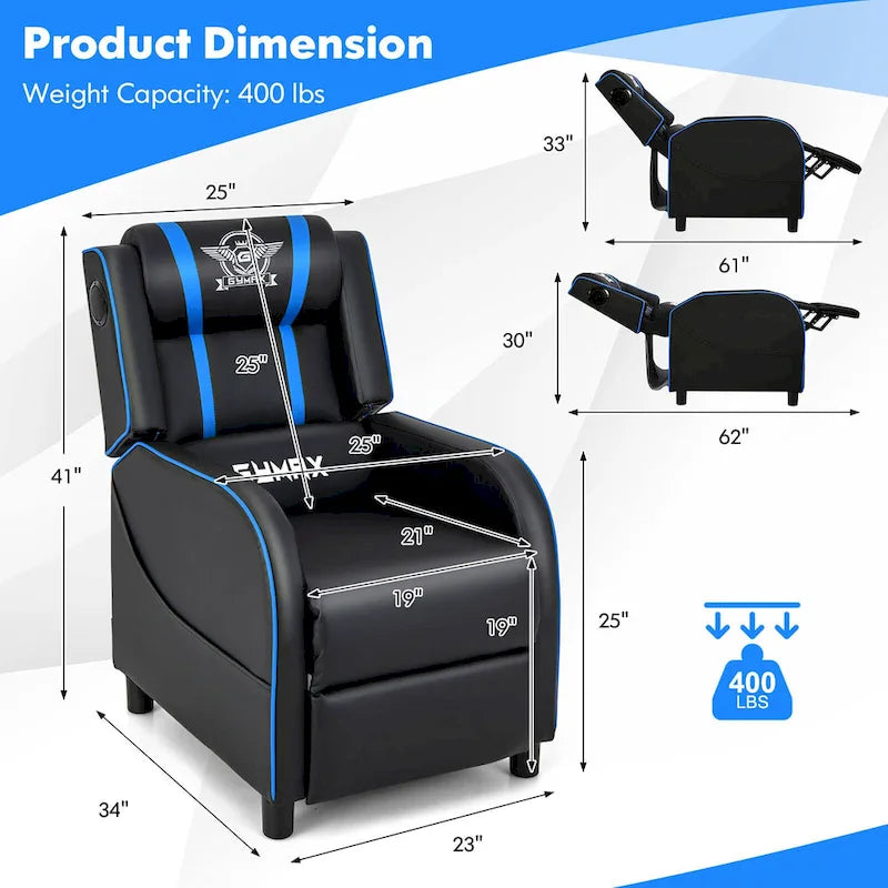 Massage-Gaming-Sessel, PU-Kunstleder, Einsitzer-Liegesofa