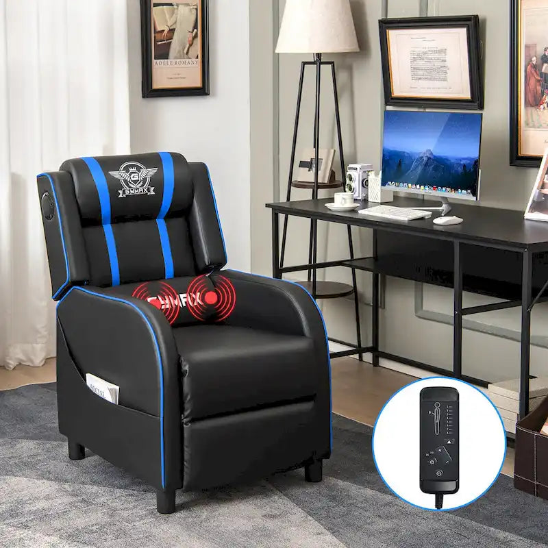 Massage-Gaming-Sessel, PU-Kunstleder, Einsitzer-Liegesofa