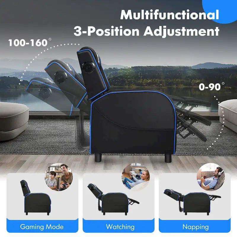 Massage-Gaming-Sessel, PU-Kunstleder, Einsitzer-Liegesofa