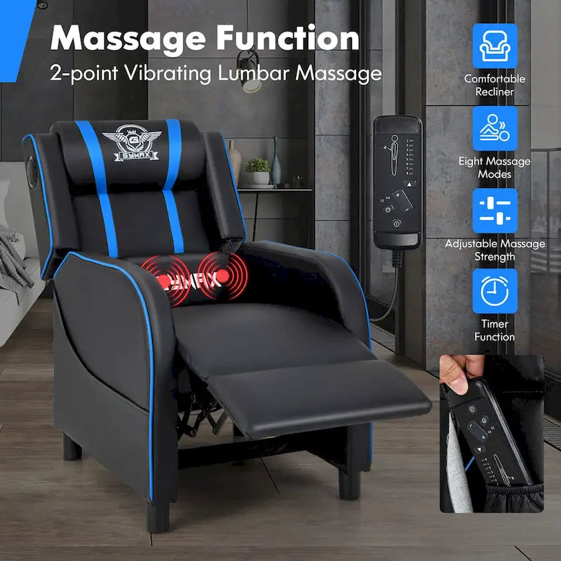 Massage-Gaming-Sessel, PU-Kunstleder, Einsitzer-Liegesofa