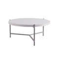 36.5 Moderner runder Couchtisch mit Holzplatte und eleganter Edelstahlbasis für das Wohnzimmer - 36.5L x 36.5W x 16.5H