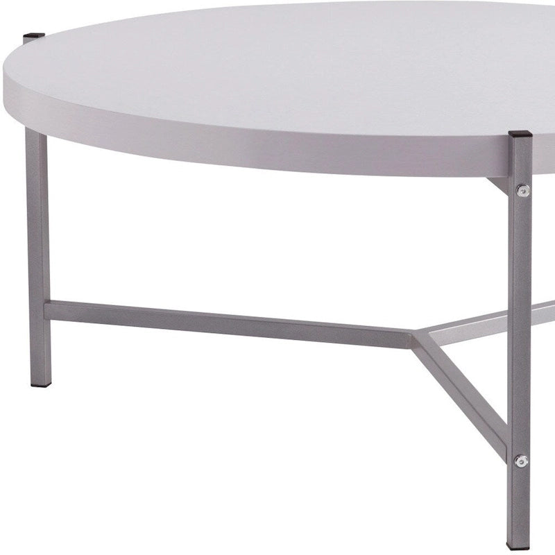 36.5 Moderner runder Couchtisch mit Holzplatte und eleganter Edelstahlbasis für das Wohnzimmer - 36.5L x 36.5W x 16.5H