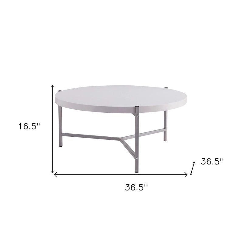 36.5 Moderner runder Couchtisch mit Holzplatte und eleganter Edelstahlbasis für das Wohnzimmer - 36.5L x 36.5W x 16.5H