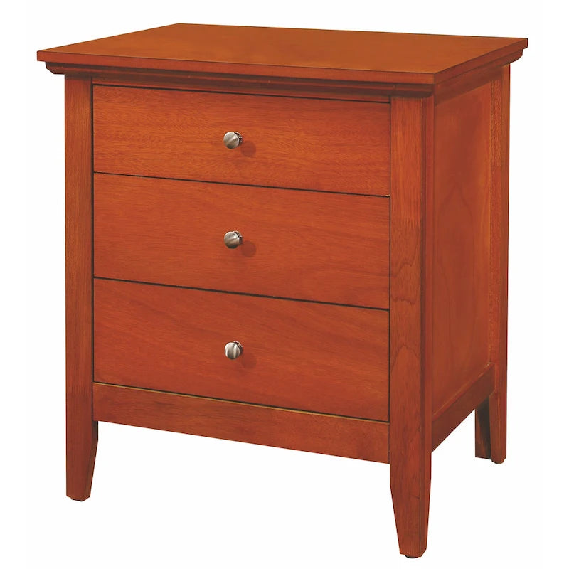 Moderner Schlafzimmerschrank, Nachttisch mit drei Schubladen und Stauraum