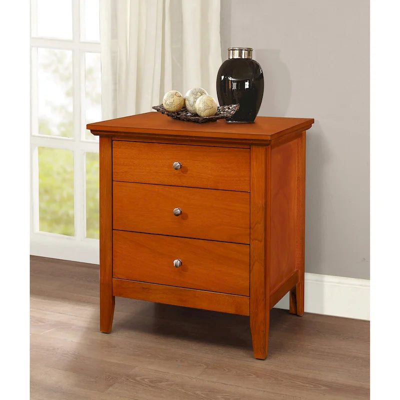 Table de chevet moderne pour chambre avec trois tiroirs de rangement
