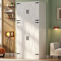 Armoire en bois avec portes de grange, meuble de rangement style maison de campagne avec tringle