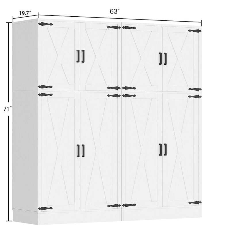 Armoire en bois avec portes de grange, meuble de rangement style maison de campagne avec tringle