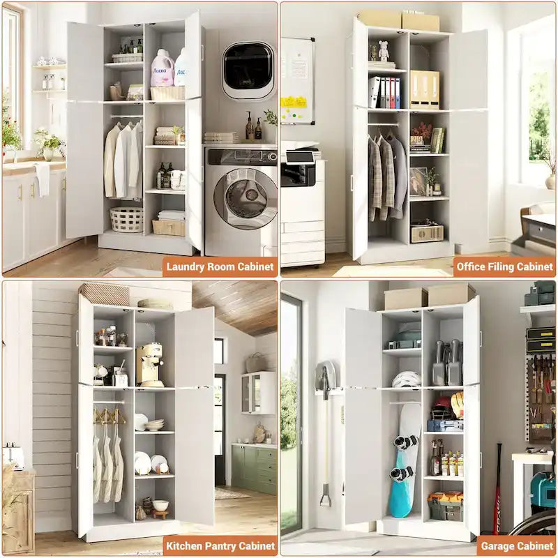 Armoire en bois avec portes de grange, meuble de rangement style maison de campagne avec tringle