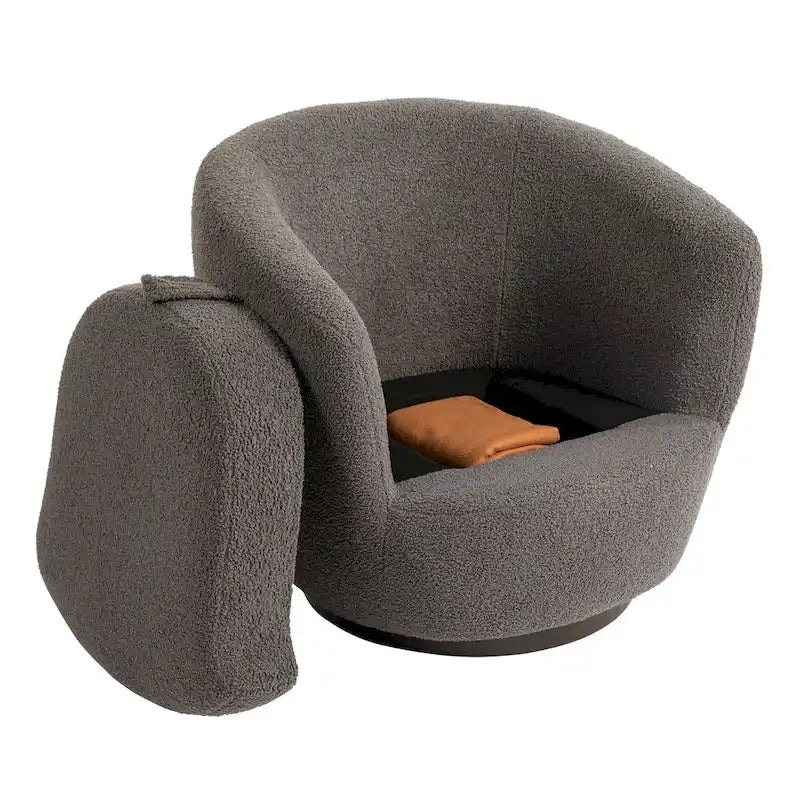 Fauteuil tonneau pivotant gris de 37.2 avec rangement