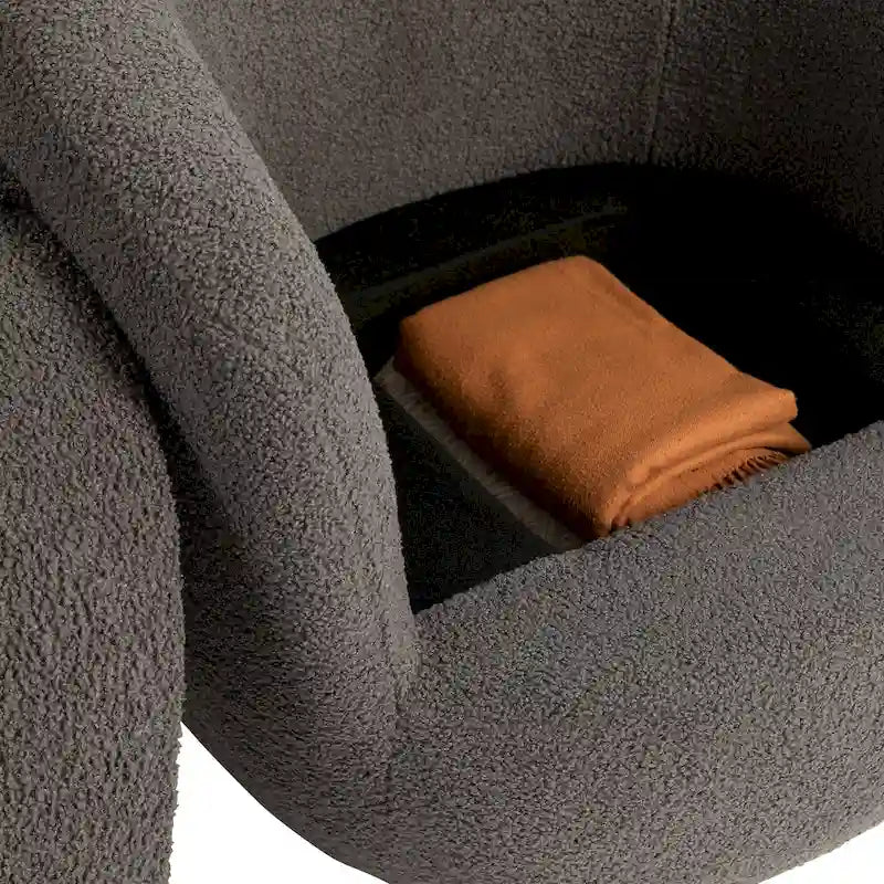 Fauteuil tonneau pivotant gris de 37.2 avec rangement