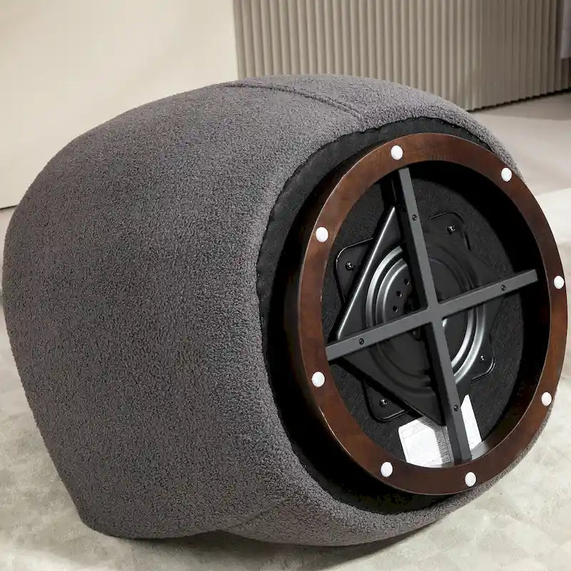 Fauteuil tonneau pivotant gris de 37.2 avec rangement