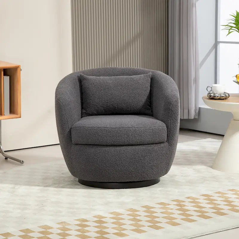 Fauteuil tonneau pivotant gris de 37.2 avec rangement