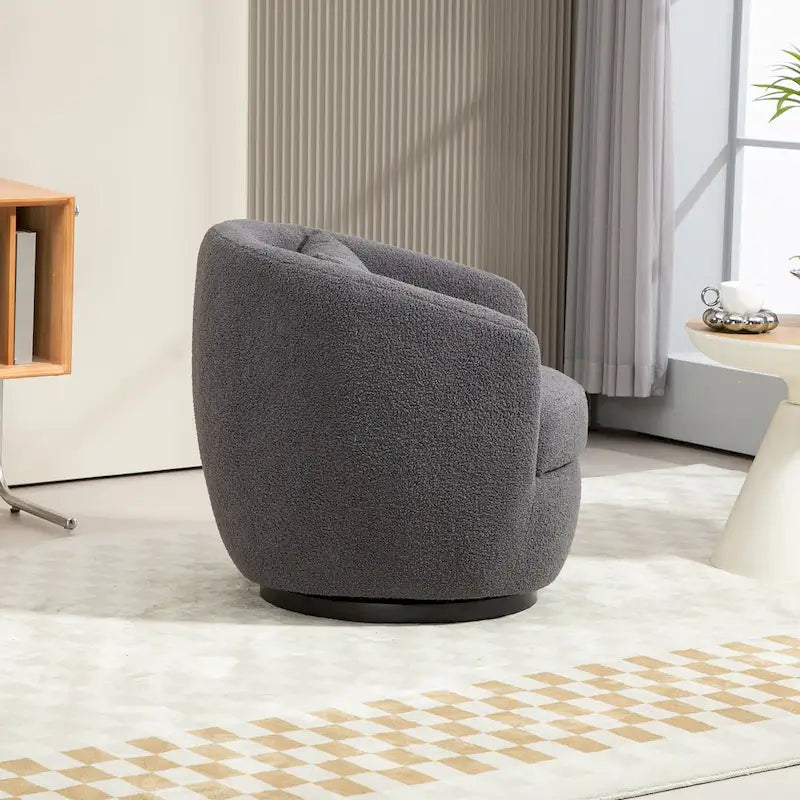 Fauteuil tonneau pivotant gris de 37.2 avec rangement