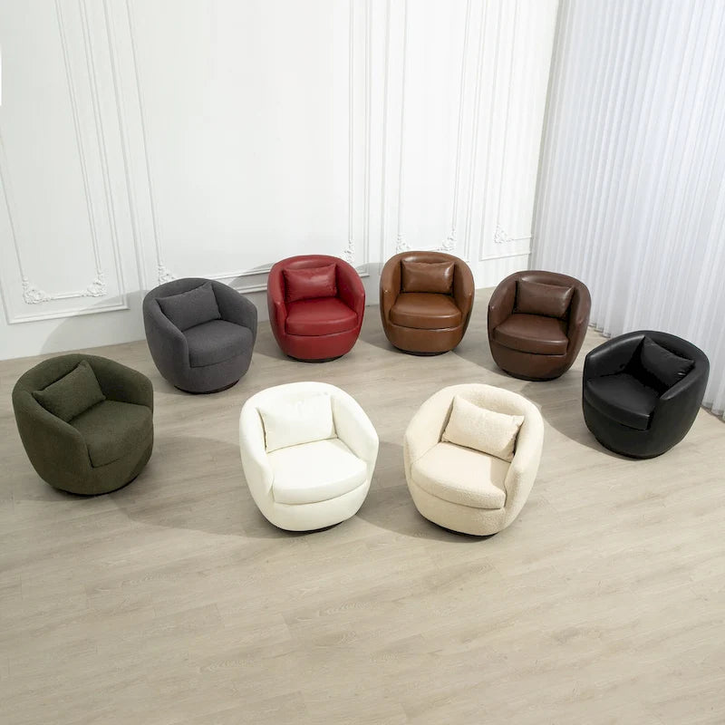 Fauteuil tonneau pivotant gris de 37.2 avec rangement