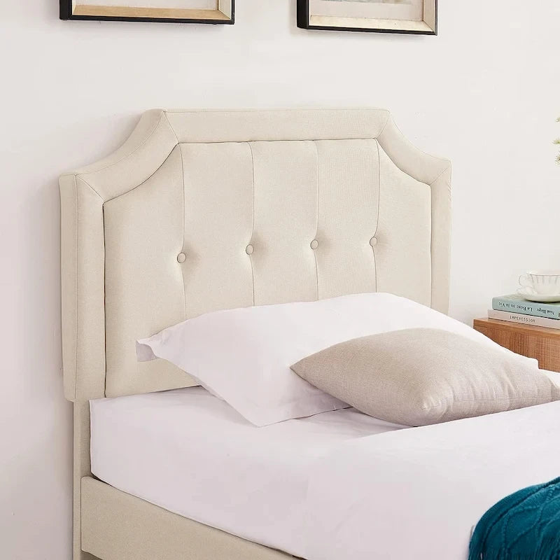 Upholstered Platform Bed Frame with Adjustable Headboard