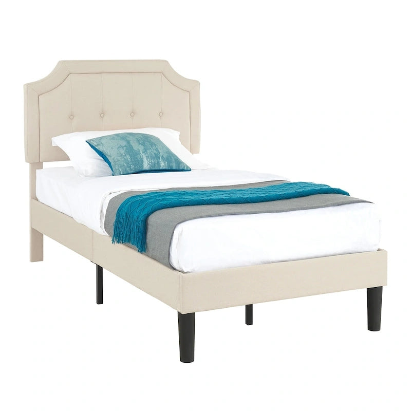 Upholstered Platform Bed Frame with Adjustable Headboard