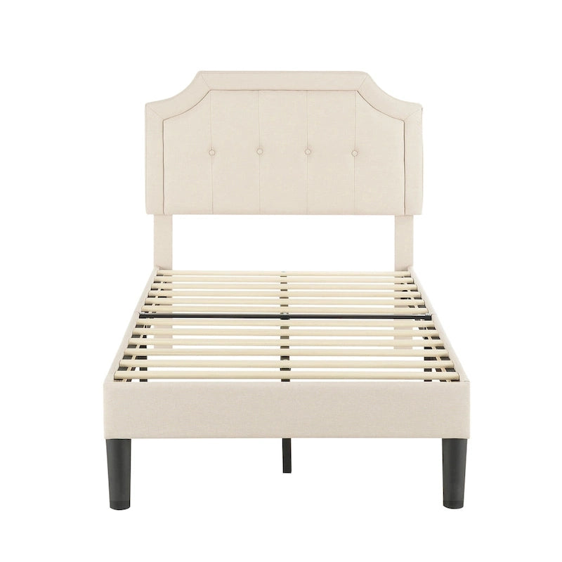 Upholstered Platform Bed Frame with Adjustable Headboard