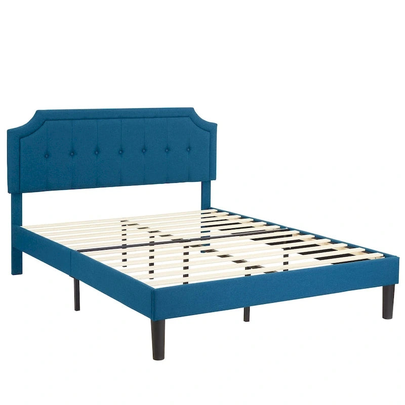 Upholstered Platform Bed Frame with Adjustable Headboard