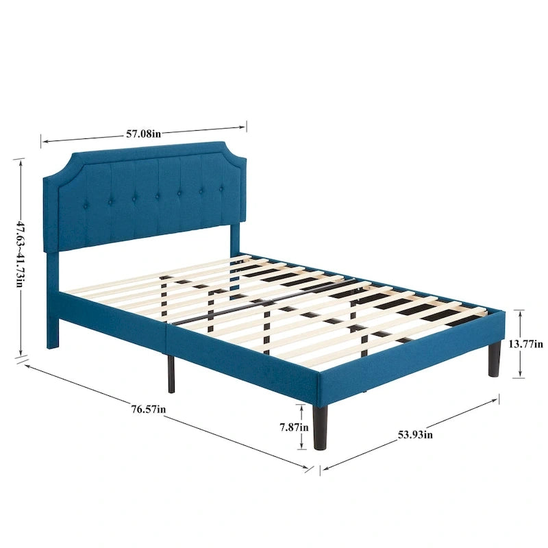 Upholstered Platform Bed Frame with Adjustable Headboard