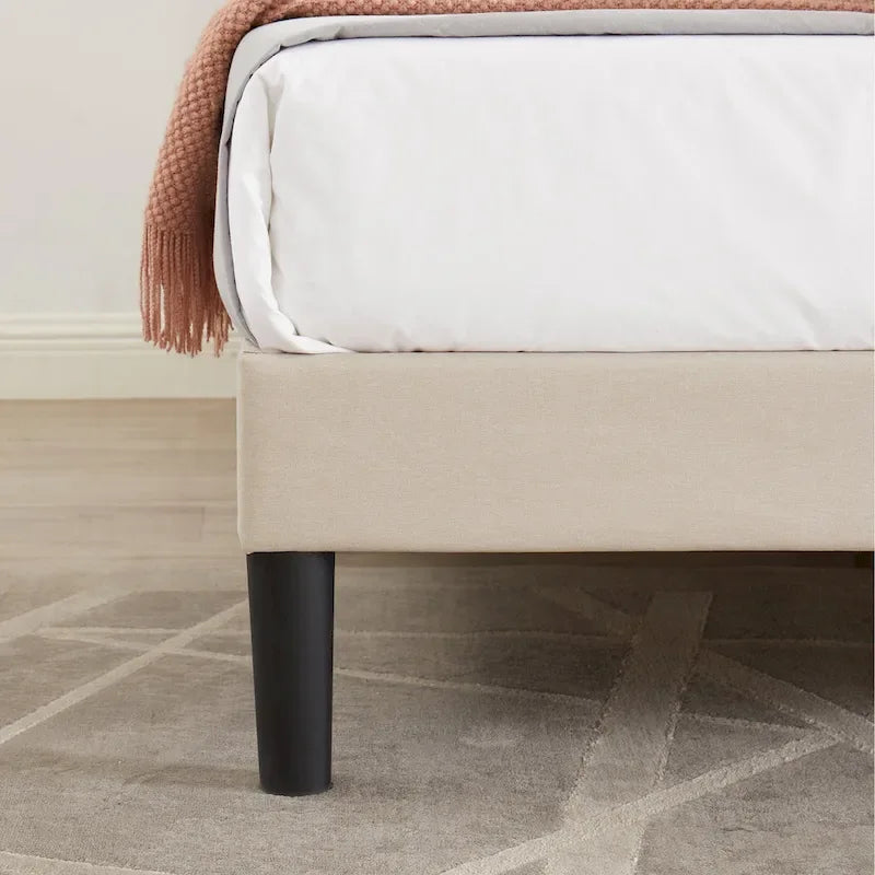 Upholstered Platform Bed Frame with Adjustable Headboard