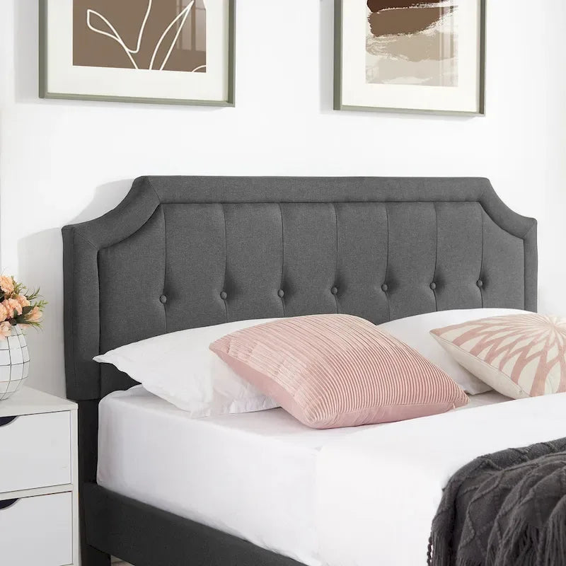 Upholstered Platform Bed Frame with Adjustable Headboard