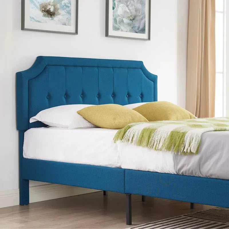 Upholstered Platform Bed Frame with Adjustable Headboard