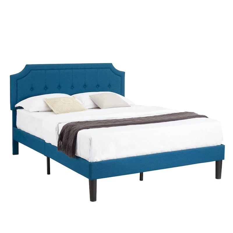 Upholstered Platform Bed Frame with Adjustable Headboard