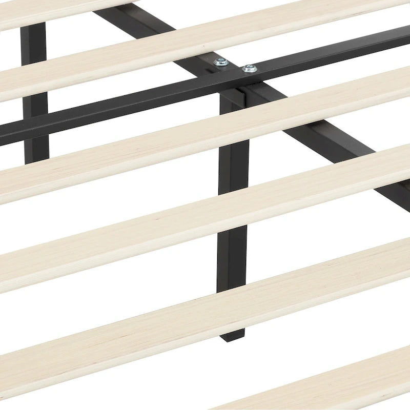 Upholstered Platform Bed Frame with Adjustable Headboard