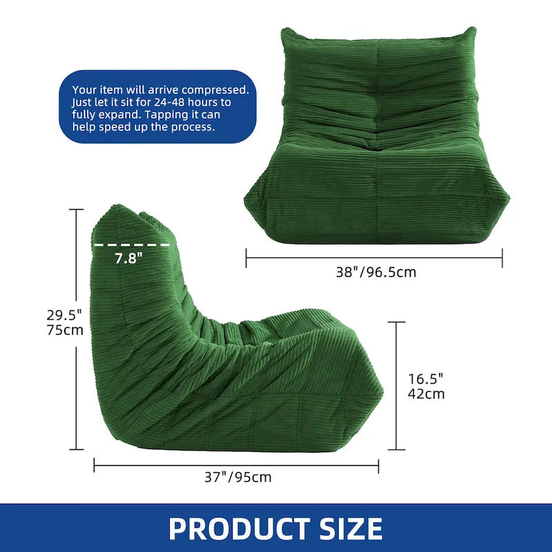 Sitzsack-Sessel als Einzelsofa mit Memory-Schaum, bequemes Bodensofa für Erwachsene und Kinder