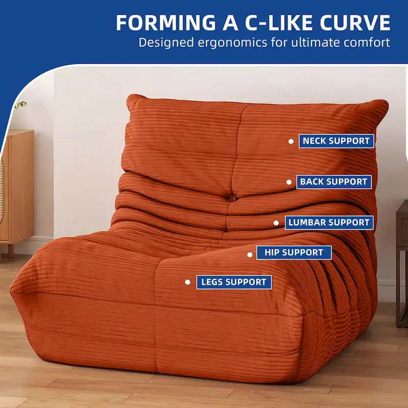 Sitzsack-Sessel als Einzelsofa mit Memory-Schaum, bequemes Bodensofa für Erwachsene und Kinder