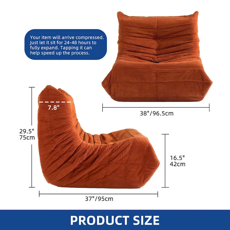 Sitzsack-Sessel als Einzelsofa mit Memory-Schaum, bequemes Bodensofa für Erwachsene und Kinder