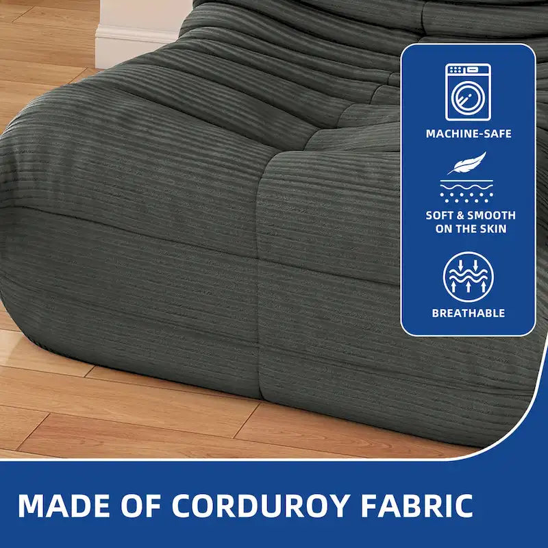 Sitzsack-Sessel als Einzelsofa mit Memory-Schaum, bequemes Bodensofa für Erwachsene und Kinder