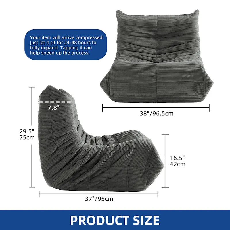 Sitzsack-Sessel als Einzelsofa mit Memory-Schaum, bequemes Bodensofa für Erwachsene und Kinder