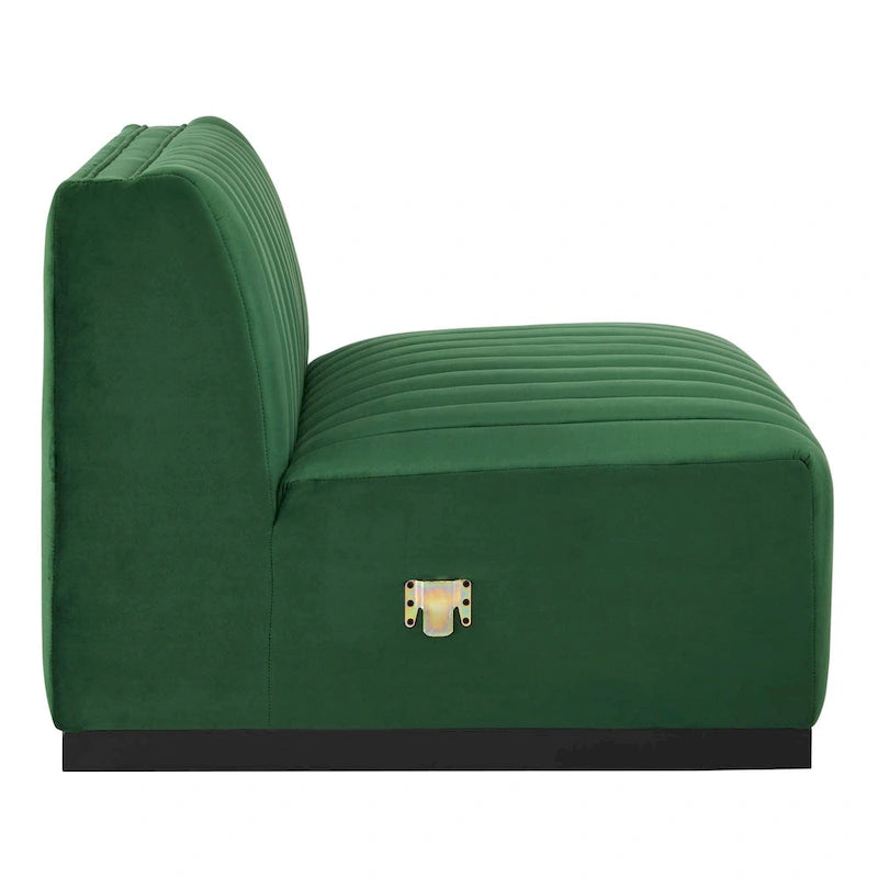 Fauteuil sans accoudoirs Conjure capitonné à canaux en velours haute performance