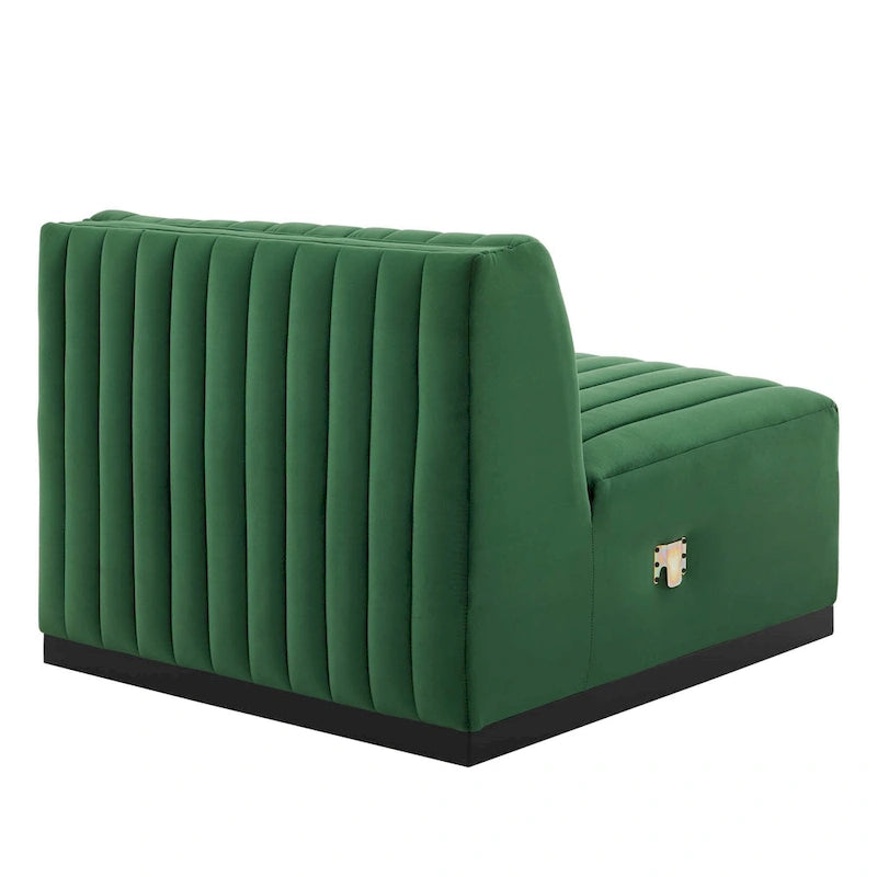 Fauteuil sans accoudoirs Conjure capitonné à canaux en velours haute performance