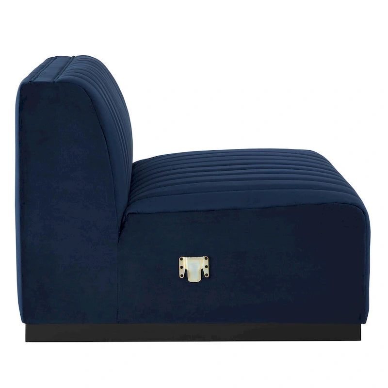 Fauteuil sans accoudoirs Conjure capitonné à canaux en velours haute performance