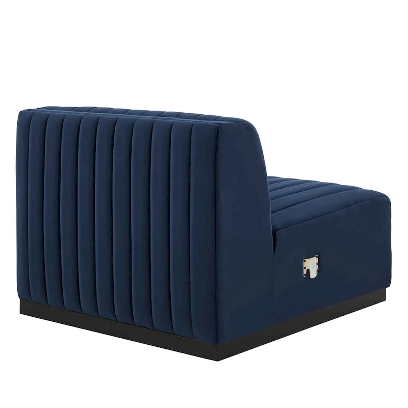 Fauteuil sans accoudoirs Conjure capitonné à canaux en velours haute performance