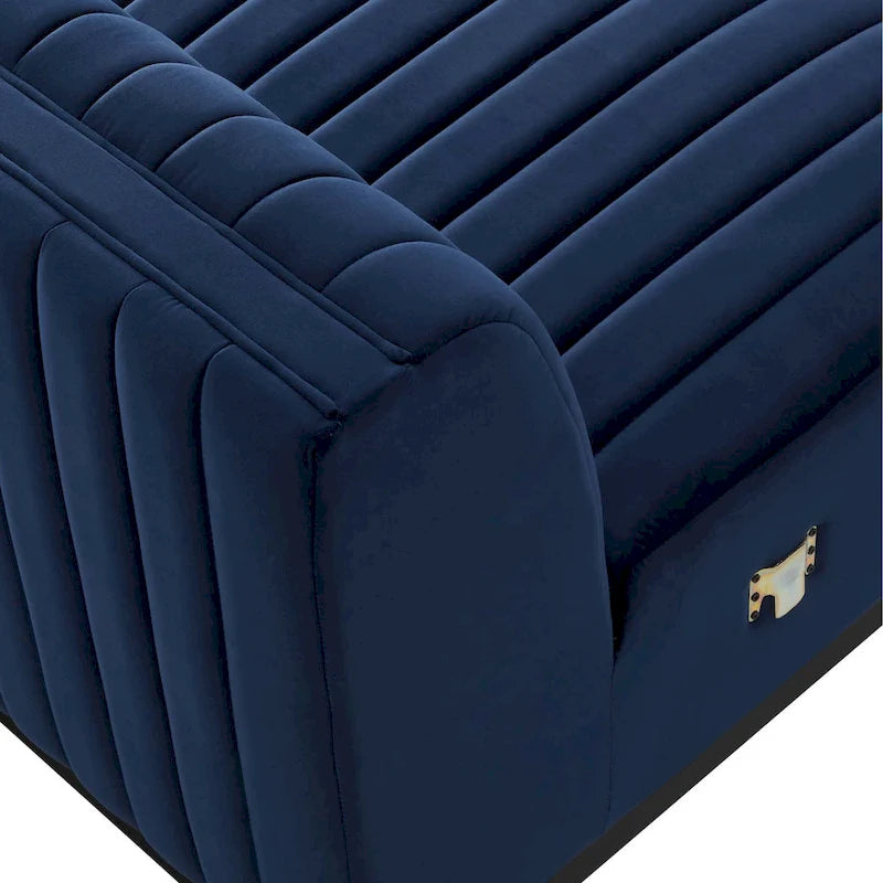 Fauteuil sans accoudoirs Conjure capitonné à canaux en velours haute performance