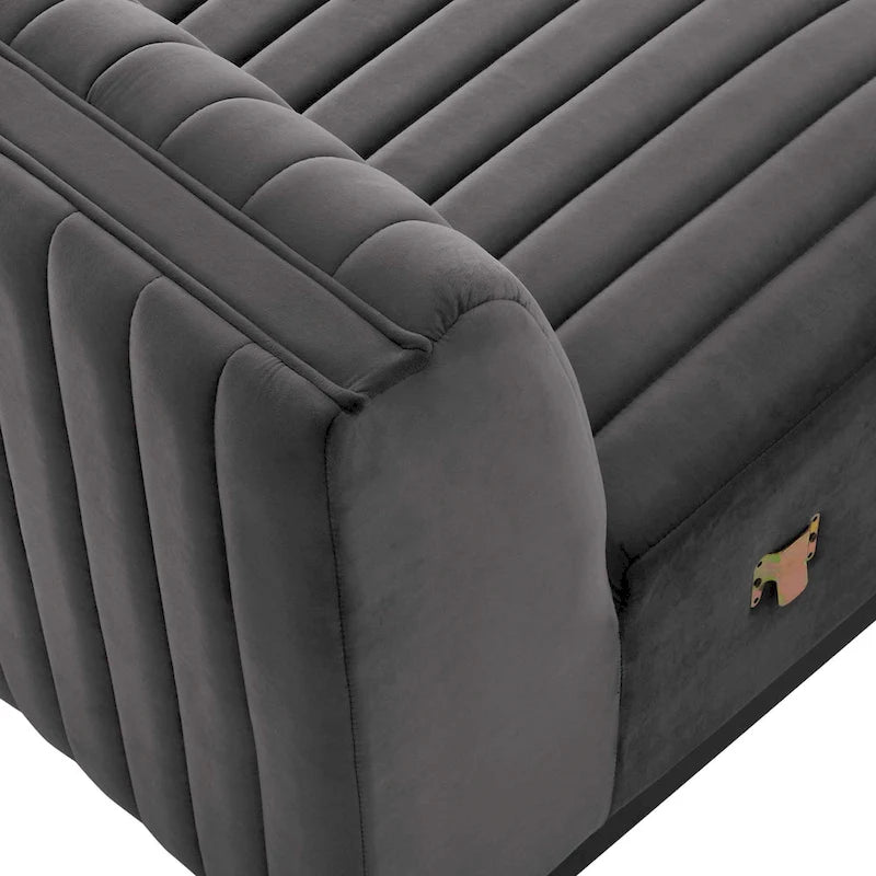 Fauteuil sans accoudoirs Conjure capitonné à canaux en velours haute performance